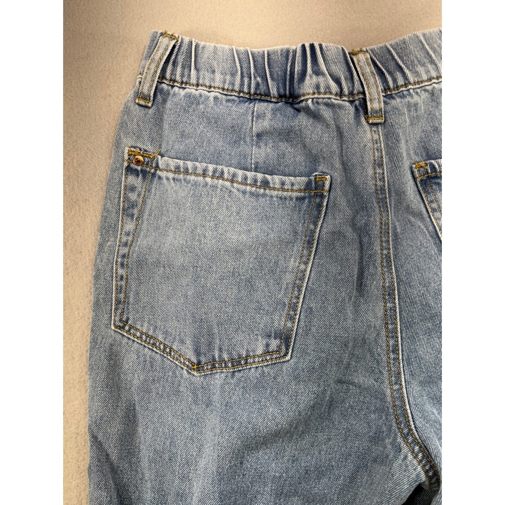 Forever 21 Womens Light Wash Denim Joggers Blue High Waist Elastic Cuff Size M - Picture 6 of 7